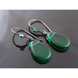 Wire Wrapped Forest Green Earrings