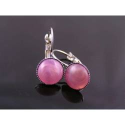 Pink Cabochon Sleeper Style Earrings