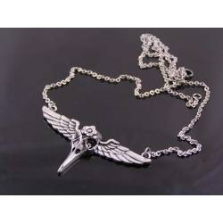 Biker Necklace with Winged Skull Pendant
