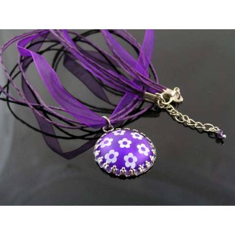 Purple Flower Retro Necklace