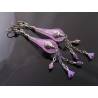 Lavender and Silver Bead and Flower Earrings