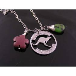 Australian Half Penny Cut-Out Charm with Australian Gemstones