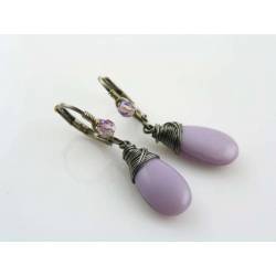 Orchid Earrings, Wire Wrapped in Gunmetal