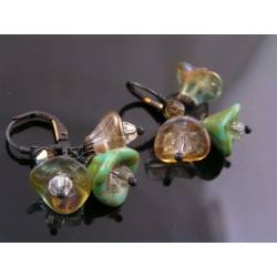 Czech Glass Flower Earrings, Cluster