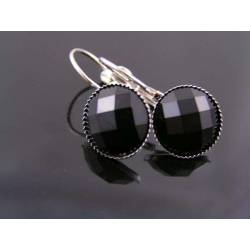 Faceted Black Cabochon Earrings