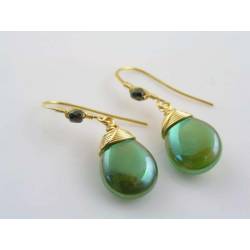 Shimmering Green and Gold Earrings