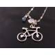 Super Cute Bicycle Charm Necklace with Garnet