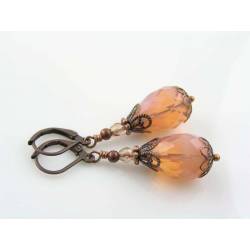 Pink Opal Earrings, Vintage Style