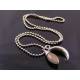 Labradorite and Silver Crescent Moon Necklace,