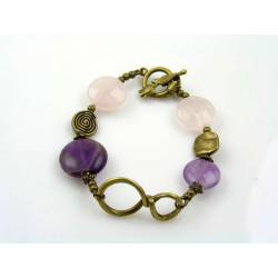 Infinity Bracelet with Amethyst and Rose Quartz