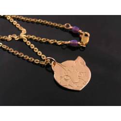 Solid Bronze Cat Necklace