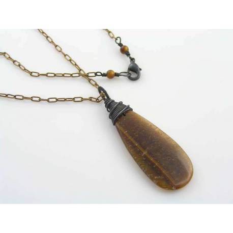 Large Tiger's Eye Pendant Necklace