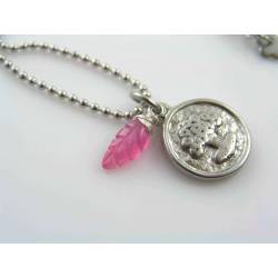 Tree of Life Necklace with Carved Pink Sapphire