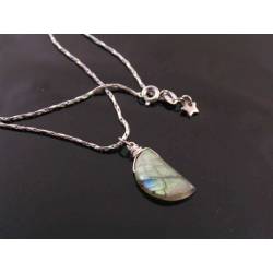 Amazing Crescent Moon Labradorite Necklace