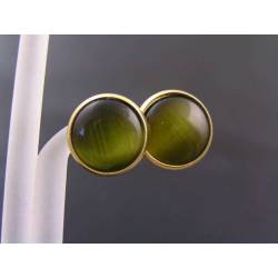 Green Cat's Eye Stud Earrings