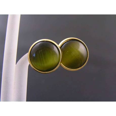 Green Cat's Eye Stud Earrings