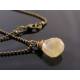 Golden Rutilated Quartz Drop on Oxidized Solid Brass Ball Chain