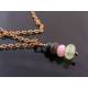 Stacked Gemstone Necklace with Prehnite, Bloodstone, Pink Jade and Tourmaline Cat's Eye