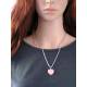 Rhodochrosite Heart Necklace with Butterfly Charm, Stainless Steel Rope Chain