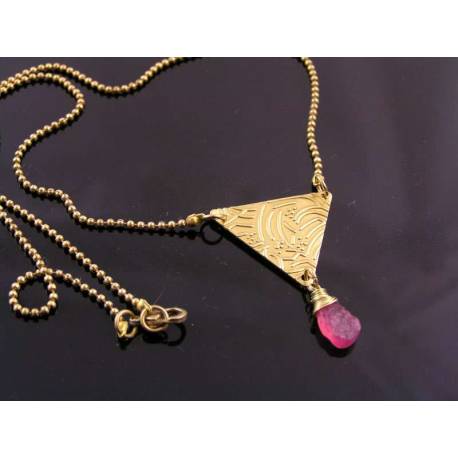 Pink Sapphire Geometric Necklace