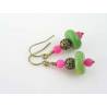 Chrysoprase and Pink Jade Earrings