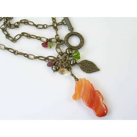 Seahorse Necklace with Gemstone Cluster