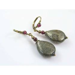 Pyrite and Garnet Earrings