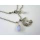 Cat in Moon Necklace with Natural Blue Chalcedony