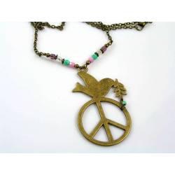 Peace Dove Czech Bead Body Necklace