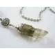 Natural Green Moss Crystal Wand Necklace with Amethyst and Labradorite, Healing Necklace, Crystal Jewelry