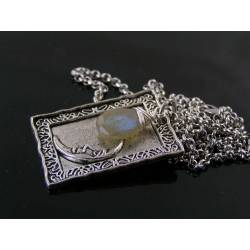 Labradorite and Moon Charm Necklace