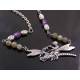Angel riding Dragonfly Necklace with Labradorite and Amethyst