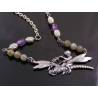 Angel riding Dragonfly Necklace with Labradorite and Amethyst