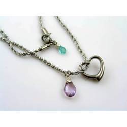 Swinging Heart and Amethyst Necklace, Birthstone