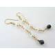 Black Cubic Zirconia and White Pearl Earrings