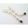 Black Cubic Zirconia and White Pearl Earrings
