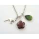 Australian Charm Necklace with Kangaroo, Mookaite and Chrysoprase