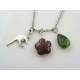 Australian Charm Necklace with Kangaroo, Mookaite and Chrysoprase