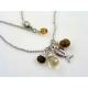 Smokey Quartz, Coffee Quartz and Crystal Ichthus Necklace