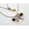 Smokey Quartz, Coffee Quartz and Crystal Ichthus Necklace