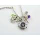 Story Necklace with Peace Sign and Cross Charm