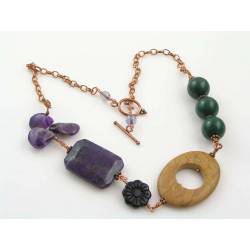 Bohemian Necklace with Amethyst, Sugilite, Onyx and Jasper