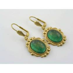 Vintage Style Green and Gold Earrings