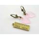 Pink Leaf Antique Brass Earrings