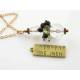 Rock Quartz, Onyx and Peridot Pendant Necklace