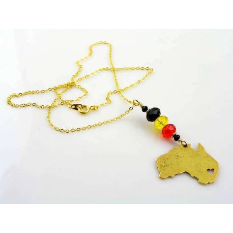 Aboriginal Flag Colours and Australia Map Necklace