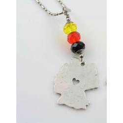 Germany Map Necklace, German Flag Colours