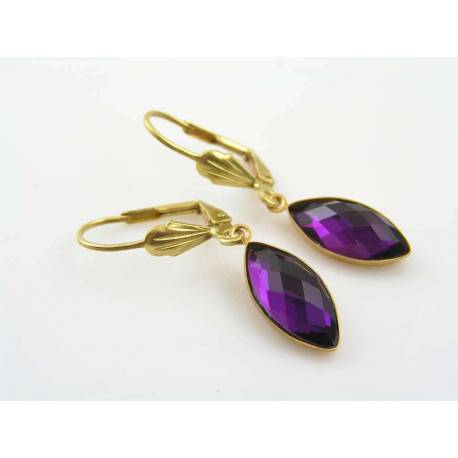 Purple Glass Gem Earrings