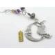 Witch and Moon Necklace with Charoite, Amethyst and Moonstone