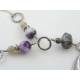 Witch and Moon Necklace with Charoite, Amethyst and Moonstone